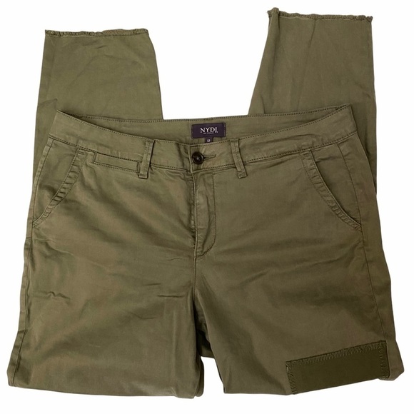 NYDJ SKINNY CHINO OLIVE GREEN SATEEN DENIM Sz 12 - Picture 9 of 10